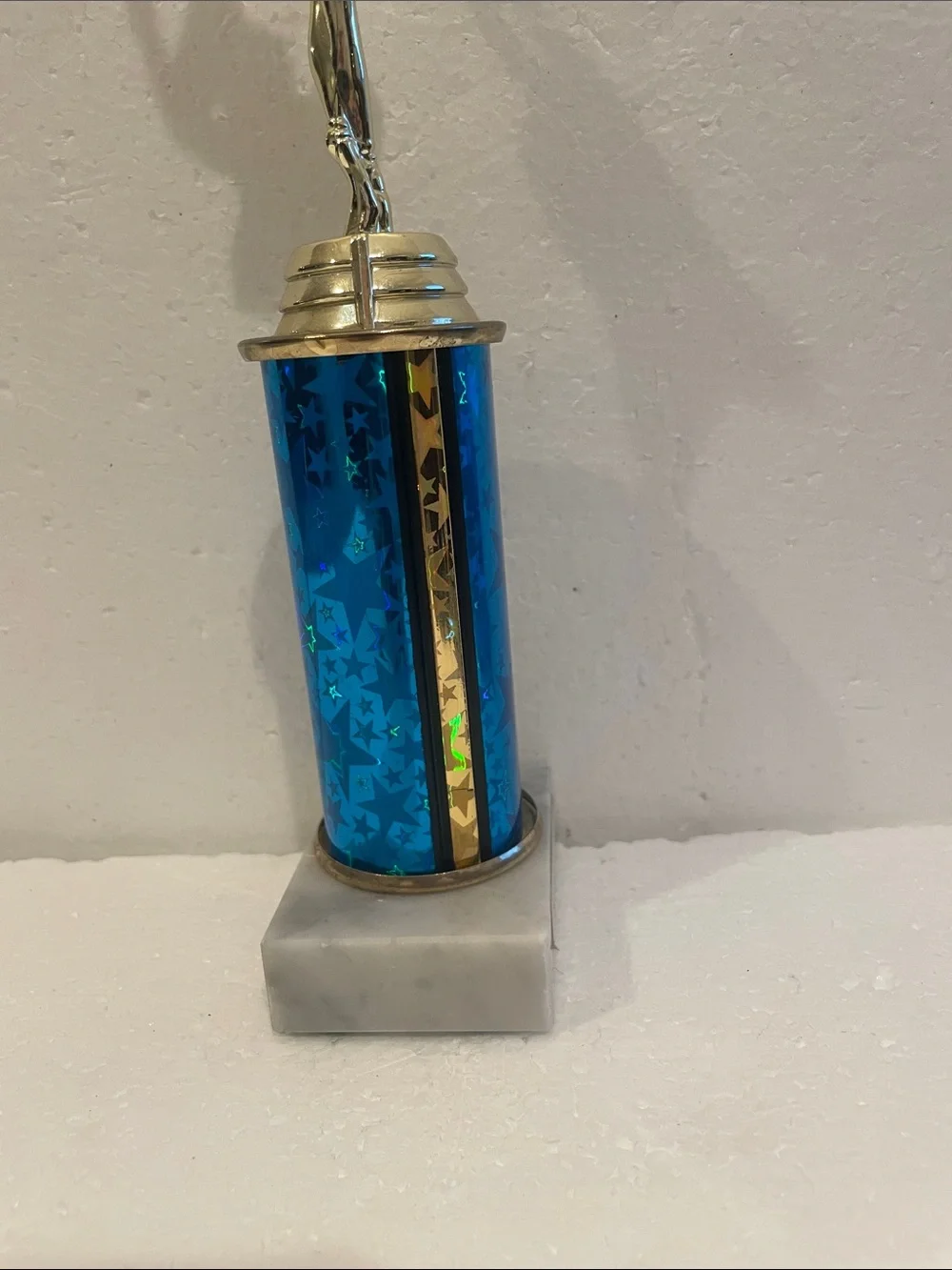 Vintage Y2K Ballerina ballet Dance Trophy blue & Gold white Carrera marble base